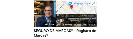 Perfil do Seguro de Marcas no Google com nota 5,0